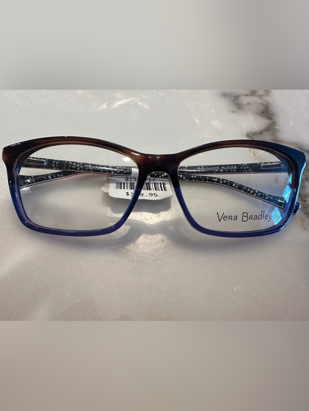 Vera Bradley Christina Paisley Dot Brown Lavender Eyeglass Frames - NWT